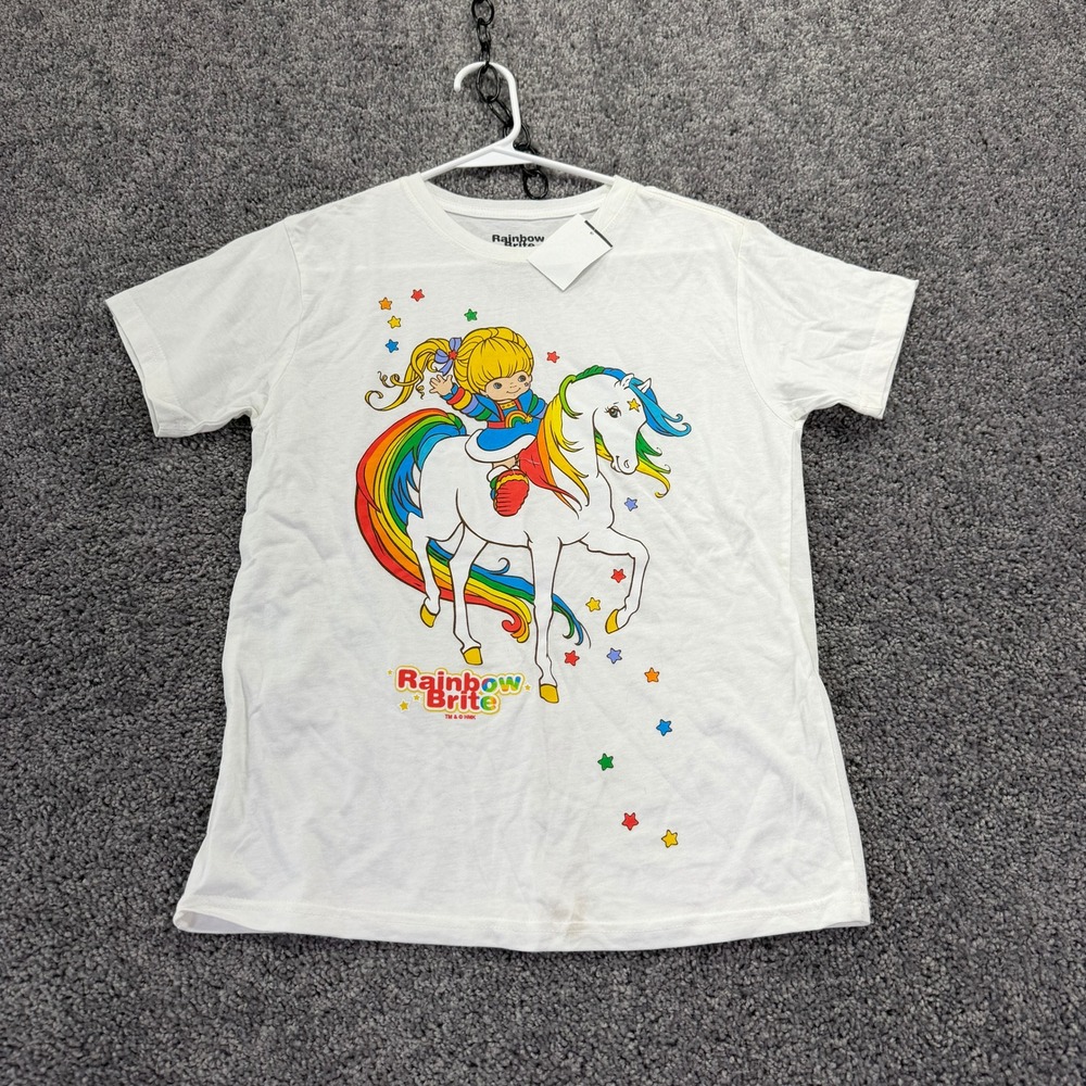 Rainbow Brite T Shirt Womens Small White Starlite Horse Graphic Short Sleeve Tee